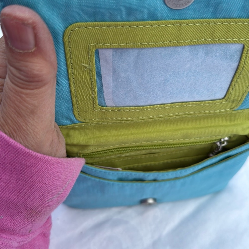 Baggallini Blue Crossbody Bag with Flap Closure and Metallic Detail